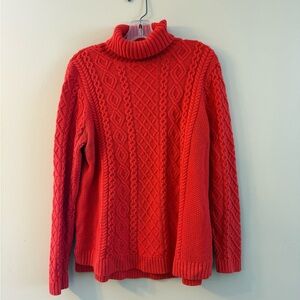 Lands' End Women's Vibrant Aran Cable Turtleneck Sweater